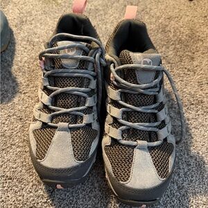 Gray and Pink Merrell Hiking Shoes